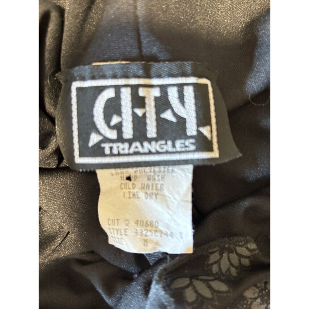 CITY TRIANGLE Vntg Y2K Black Silver Glitter Stretch Sleeveless Flare Dress M/2-4 - Picture 5 of 6